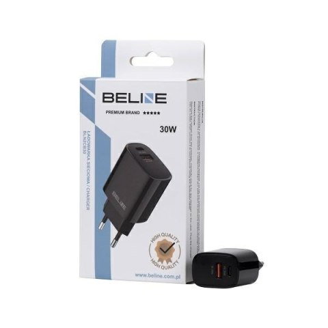 Beline Ładowarka sieciowa 30W GaN USB-C + USB-A, czarna