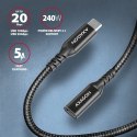 AXAGON BUCM32-CF05AB Kabel przedłużacz Gen2 USB-C - USB-C 0.5m, 5A, 20Gbps, PD 240W, oplot