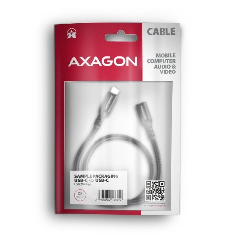 AXAGON Kabel przedłużacz BUCM32-CF15AB Gen2 USB-C - USB-C 1.5m, 5A, 20Gbps, PD 240W, oplot, czarny