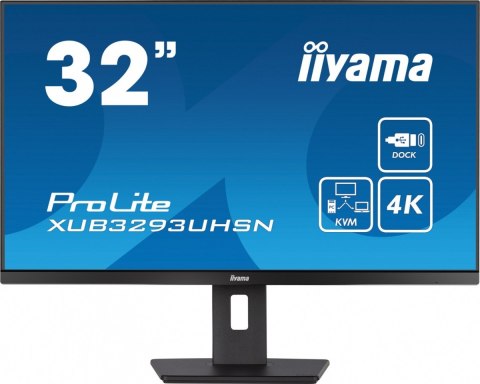 IIYAMA Monitor ProLite XUB3293UHSN 31.5 cala XUB3293UHSN-B5 IPS,4K,USB-C DOCK,KVM,SLIM,2x3W,RJ45