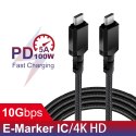 Maclean Kabel 2x USB-C 100W 1m wspierajacy PD przesyl danych do 10Gbps MCE491 Czarny