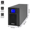 Qoltec Zasilacz awaryjny UPS | On-line | Pure Sine Wave | 2kVA | 1.6kW |LCD | USB