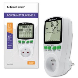 Qoltec Watomierz Licznik zużycia energii PM0627 z historią pomiaru | 3680W | 16A | LCD