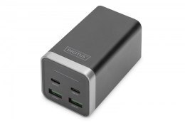 Digitus Ładowarka sieciowa uniwersalna, zasilacz GaN, 4 porty 2x USB-C 2x USB-A PD 3.0 65W Czarna