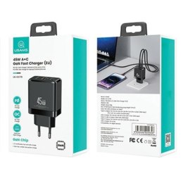 USAMS Ładowarka sieciowa USB-C+USB-A 45W GaN PD 3.0