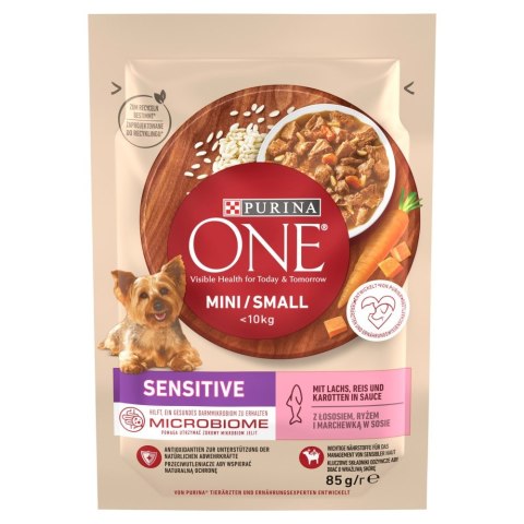 PURINA One Mini/Small Sensitive Łosoś z ryżem - mokra karma dla psa - 85 g