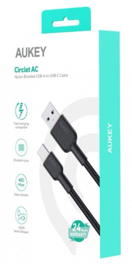 AUKEY CB-NAC2 nylonowy kabel USB C - USB A | 1.8m | 3A | 60W PD | 20V