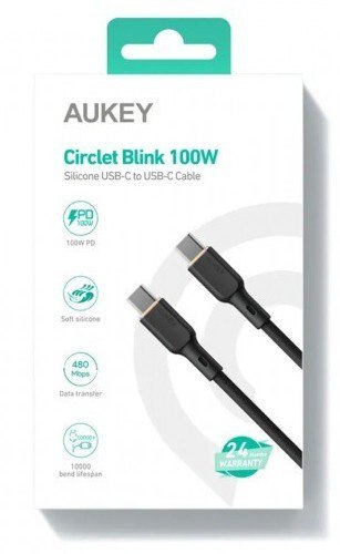 AUKEY CB-SCC101 kabel USB-C - USB-C 1m 100W PD 5A 20V silikonowy czarny