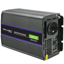 Qoltec Przetwornica napięcia Monolith 2000 MS Wave | 12V na 230V | 1000/2000W | USB