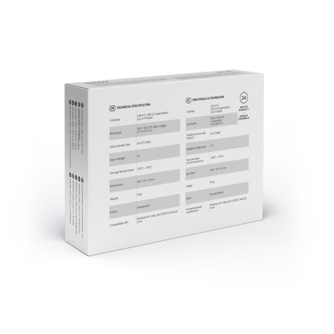 Savio Zewnętrzna obudowa na dysk HDD/SSD 2.5", USB 3.0, AK-66, transparentna