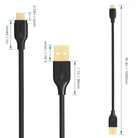 AUKEY CB-MD1 kabel micro USB - USB-A 1m 480 Mbps Quick Charge czarny