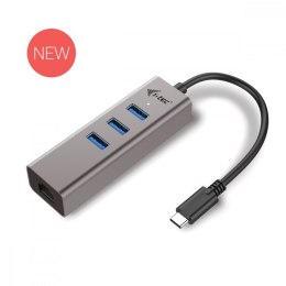 I-tec USB-C Metal 3-portowy HUB z adapterem Gigabit Ethernet