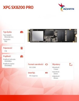 Adata Dysk XPG SX8200 PRO 1TB PCIe 3x4 3.5/3 GB/s M.2