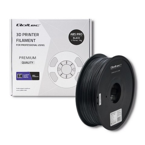 Qoltec Profesjonalny filament do druku 3D | ABS PRO | 1.75mm | 1kg | Czarny