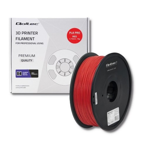 Qoltec Profesjonalny filament do druku 3D | PLA PRO | 1.75mm | 1kg | Czerwony