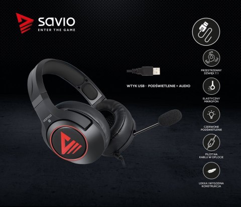 Savio Słuchawki gamingowe z mikrofonem Vertigo