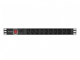 Lanberg Listwa zasilająca Rack PDU 19 cali 1U 10A 10X IEC C13 2m C14 czarna