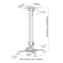 Techly Ramię sufitowe do projektora 55-90cm 13,5kg srebrny