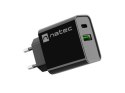 Natec Ładowarka sieciowa Ribera 1x USB-A + 1x USB-C 20W Czarna