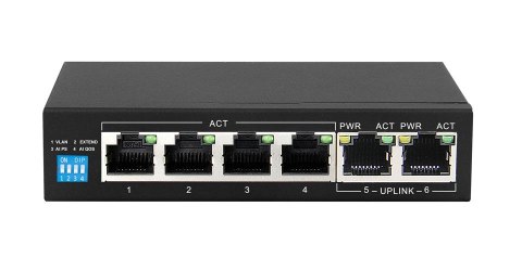 Extralink Przełącznik EUROS V2 6 portów POE SWITCH 4 porty 10-100MBPS POE + 2 porty UPLINK 802.3AF 60W