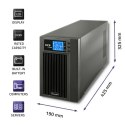 Qoltec Zasilacz awaryjny UPS, on-line, czysta fala sinusoidalna, 3KVA, 2.4W, LCD, USB