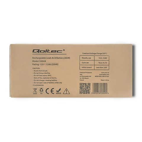 Qoltec Akumulator AGM 12V | 12Ah