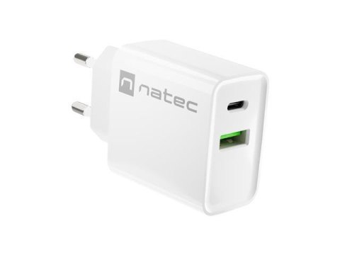 Ładowarka sieciowa Natec Ribera 1x USB-A + 1x USB-C 20W biała