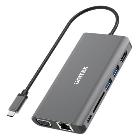 Hub USB-C Unitek D1019B 3.1 8w1, Power Delivery 100W