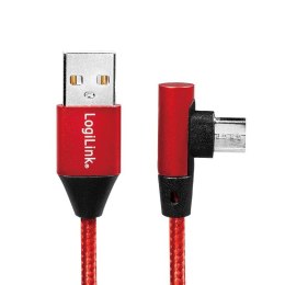 Kabel USB 2.0 LogiLink CU0150 USB A - micro USB B, M/M, kątowy, czerwony 1m