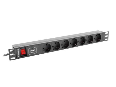 Listwa zasilająca Lanberg do RACK 1U 10A PDU 7x Schuko 2m czarna