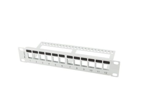 Patch panel pusty Lanberg 12 port 1U 10" z organizerem do modułów keystone szary