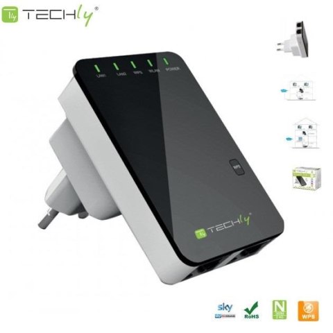 Wzmacniacz sygnału Wi-Fi Techly I-WL-REPEATER2 N300 Wall-Plug