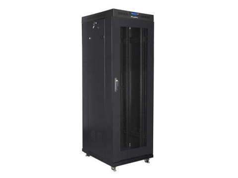 Szafa instalacyjna Rack stojąca 19" 37U 600x800 czarna drzwi perforowane LCD Lanberg (flat pack)