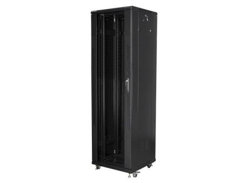 Szafa instalacyjna Rack stojąca 19" 42U 600x600 czarna Lanberg (flat pack)