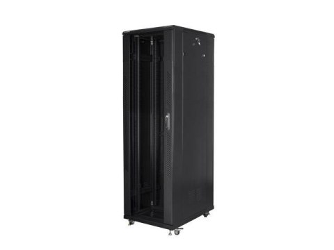 Szafa instalacyjna Rack stojąca 19" 42U 800x800 Drzwi Szklane czarna Lanberg (flat pack)