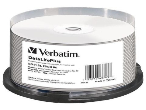 BD-R Verbatim 25GB X6 DL+ printable thermal NO ID (Cake 25)