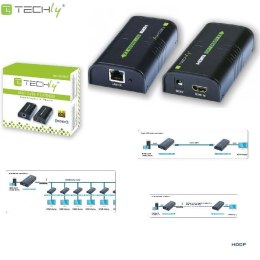 Extender / splitter HDMI Techly IDATA EXTIP-373 po skrętce Cat. 5e/6/6a/7 do 120m, over IP, czarny