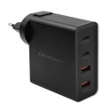 Qoltec Ładowarka GaN Power Pro | 2xUSB-C | 2xUSB | 130W | 5-20V | 1.5-5A| PD | Czarna