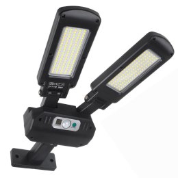 Lampa uliczna solarna LED Maclean MCE447 z czujnikiem ruchu i pilotem IP54, 5W, 2x450lm, 6500K, Li-ion 2400 mAh, 3 tryby pracy