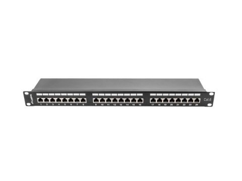 Lanberg Patch Panel 24 Port 1U Kat.6 czarny ekranowany