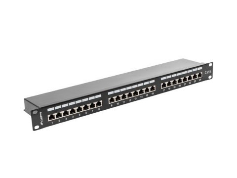 Lanberg Patch Panel 24 Port 1U Kat.6 czarny ekranowany