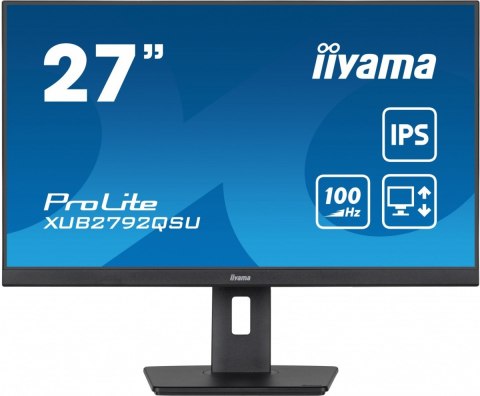 IIYAMA Monitor ProLite XUB2792QSU-B6 27 cali IPS,QHD,HAS(150mm),100Hz,4xUSB3.2,SLIM