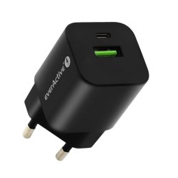 Ładowarka sieciowa everActive GaN SC-390QB z gniazdem USB QC3.0 oraz USB-C PD PPS 30W