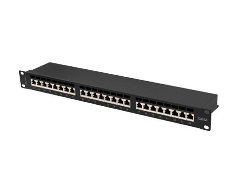 Patch panel Lanberg 24 port 1U kat.6A ekranowany czarny