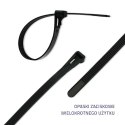 Qoltec Opaski zaciskowe wielorazowe/trytytki | 7.2*250mm | Nylon UV | Czarne