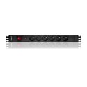 Qoltec Listwa zasilająca do RACK 19cali | 1U | 6A | PDU | 6xSCHUKO | 2m