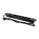 Qoltec Listwa zasilająca do RACK 19cali | 1U | 6A | PDU | 6xSCHUKO | 2m