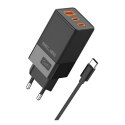 Beline Ładowarka sieciowa 65W GaN 2xUSB-C + USB-A +Kabel USB-C Czarna