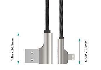 AUKEY CB-AL01 OEM kabel 90° Lightning - USB-A 2m MFi Apple kątowy wtyki 90 stopni nylonowy oplot czarny