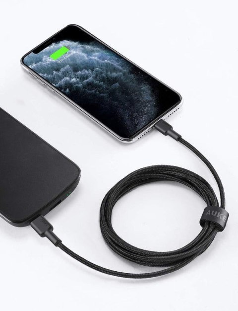 AUKEY CB-CL03 kabel Lightning - USB-C 2m MFi Apple USB-PD nylonowy oplot czarny